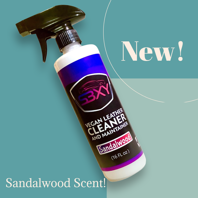 New! Sandalwood scented vegan leather Tesla seat cleaner. 100% natural and safe for your synthetic leather!
